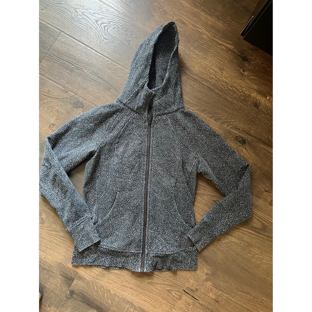 Lululemon Scuba Hoodie Light Cotton Fleece Night View White Black Size 10